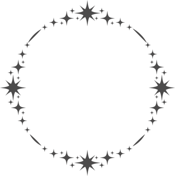 Magic frame with stars ornament. Celestial border element. Round decorative vintage element. Abstract cosmic shape with glowing sparkles. png