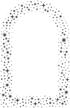 Magic frame with stars ornament. Celestial border element. Arch decorative vintage element. Abstract cosmic shape with glowing sparkles. png