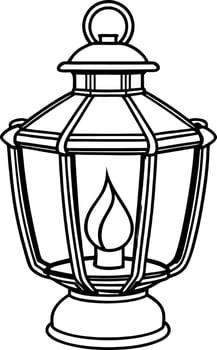A lantern with a lit candle coloring page vector