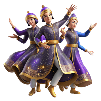 serene classic Folk Dance Group Cutout with Traditional Costumes and Movements authentic png