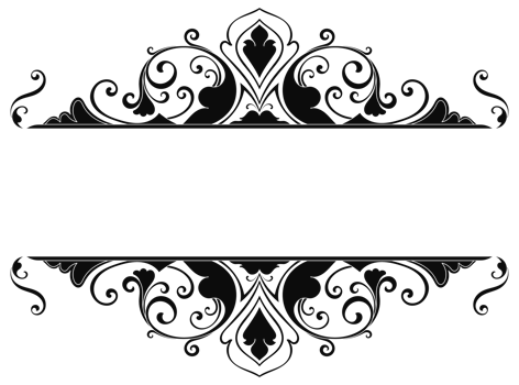 Vintage photo frame, floral pattern, scroll lines, transparent background png
