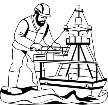 A glyph illustration of professional marine scientist vector