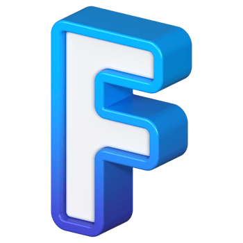 Isometric view of bold Letter F, stands out with its striking blue and white gradient, ready for visual communication, emphasizing clarity and modern feel, 3d rendering png