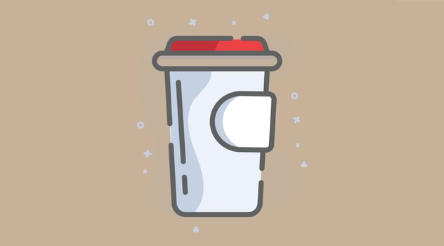 A simple, stylized illustration of a coffee cup with a lid, commonly used for takeout beverages vector