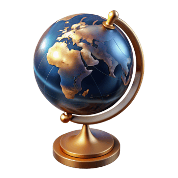 serene creative Globe with Stand Angled View Cutout premium png