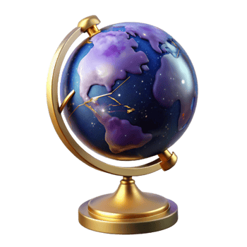 impressive abstract Globe with Stand Angled View Cutout authentic png
