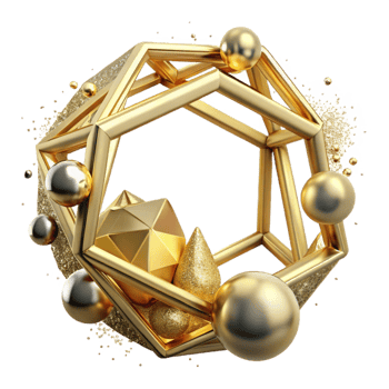 serene minimalist Gold Geometric Frame Isolated on White professional png