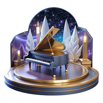 wonderful traditional Grand Piano and Concert Hall Stage Isolated Transparent Background professional png
