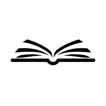 Open Book Minimalist Black and White Line Art Illustration for Education and Reading, Open Book Icon Illustration - Black and White Simple Design Open Book Icon Illustration - Black and White Design vector
