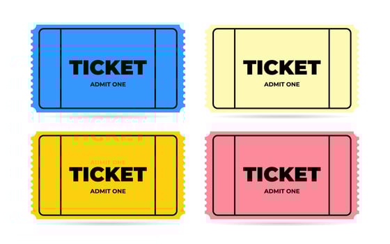 Color simple ticket template set. illustration collection on white background vector