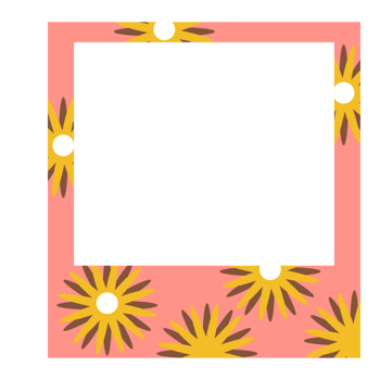 a square frame with yellow and pink flowers on it png