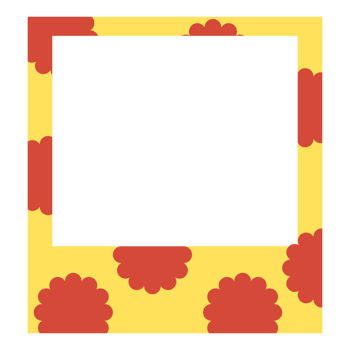 a yellow and red frame with flowers on it png