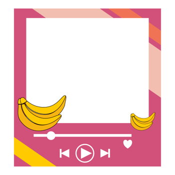 bananas in a frame with a play button png