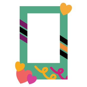 a square frame with hearts and a ribbon png