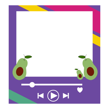 avocado frame with a play button and two avocados png