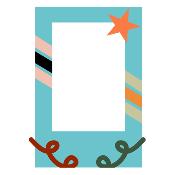 a square frame with a star and ribbon on it png