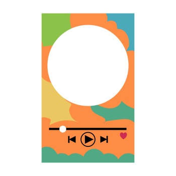 a colorful music player with a play button png