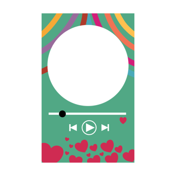a colorful Polaroid with hearts on it png