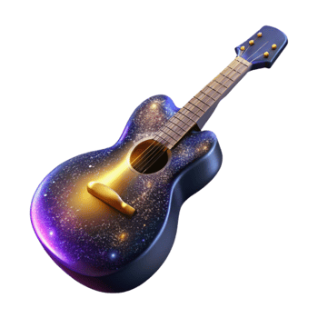 wonderful artistic Guitar with Defined Shadow Isolated high quality png