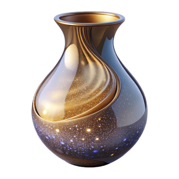 elegant classic Handblown Glass Vase Transparent Element with Curved Shape professional png