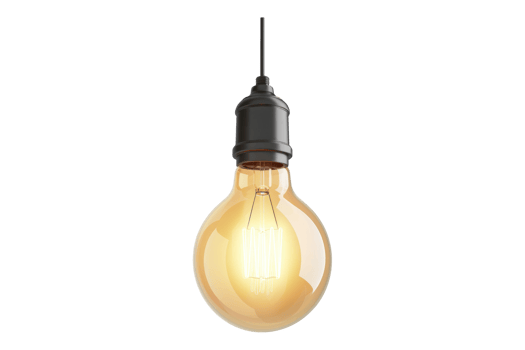 A hanging light bulb isolated on transparent background png