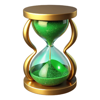 dramatic artistic Hourglass with Green Sand Cutout premium png