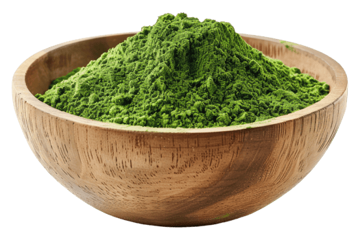 A wooden bowl filled with vibrant green color isolated on transparent background png
