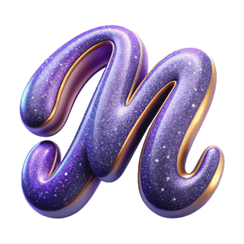 extraordinary traditional Lavender Script Font Letter M Isolated high quality png
