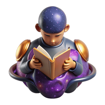 beautiful rustic Man Reading Book Top View Isolated detailed png