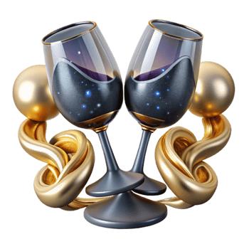 stunning abstract Matching Wine Glasses Elegant Style Symmetrical Arrangement Isolated exclusive png