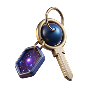vibrant vintage Metal Key Chain with Charm Front View Cutout high quality png
