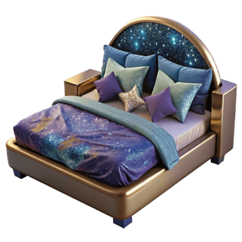 serene creative Modern Bed 3d Model with Pillows Isolated genuine png