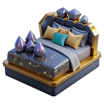 beautiful creative Modern Bed 3d Model with Pillows Isolated exclusive png