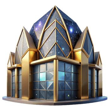 elegant classic Modern Building with Geometric Facade Isolated Element premium png