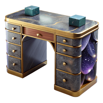 serene rustic Modern Desk 3d Model with Drawers Isolated premium png