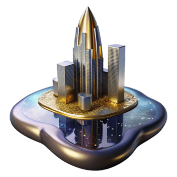 beautiful minimalist Modern Skyscraper Reflection in Puddle Cutout exclusive png