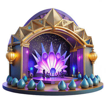 impressive minimalist Music Festival Stage Cutout with Bright Lights and Crowd detailed png