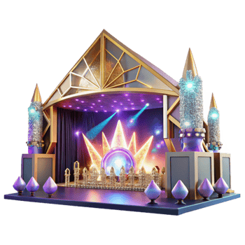 elegant classic Music Festival Stage Cutout with Bright Lights and Crowd professional png