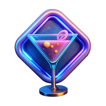 vibrant artistic Neon Sign Cocktails Blue and Pink Transparent Background detailed png