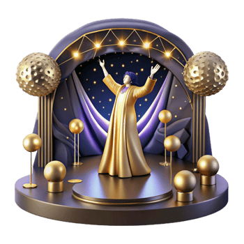 elegant classic Opera Singer and Stage Lights Cutout with Dramatic Scene Isolated high quality png