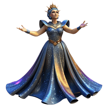 beautiful modern Opera Singer Isolated with Dramatic Pose and Elegant Gown premium png