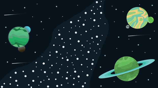 cartoon illustration of planets in space vector