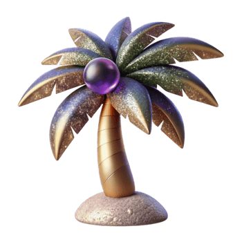 vibrant abstract Palm Tree with Fronds and Shadow Transparent Background exclusive png