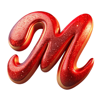 magnificent abstract Red Brush Script Letter M Transparent Background high resolution png