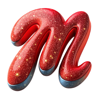 impressive vintage Red Brush Script Letter M Transparent Background premium png
