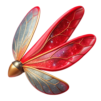 dramatic abstract Red Dragonfly Wing Fractal Insect Transparent Background png