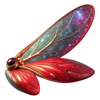 extraordinary abstract Red Dragonfly Wing Fractal Insect Transparent Background high resolution png