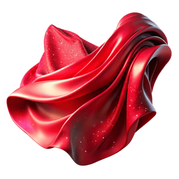 impressive vintage Red Fabric Rippling in the Wind Isolated png