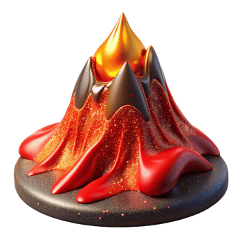 stunning abstract Red Hot Lava Flowing Down Slope Transparent high resolution png