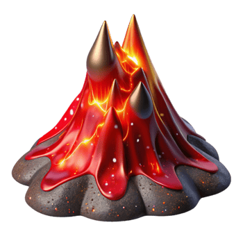 beautiful classic Red Hot Lava Flowing Down Slope Transparent professional png